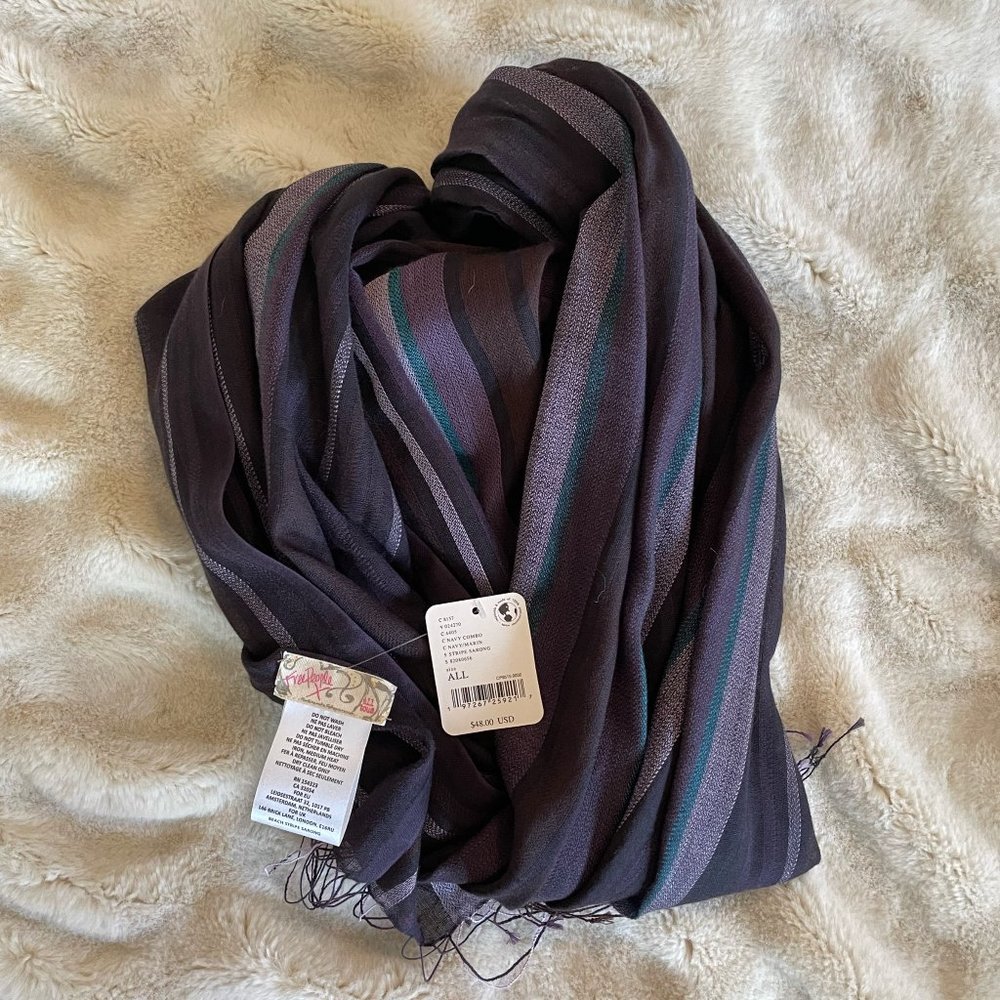 NWT Free People Stripe Sarong, Navy Combo (w/ purple)